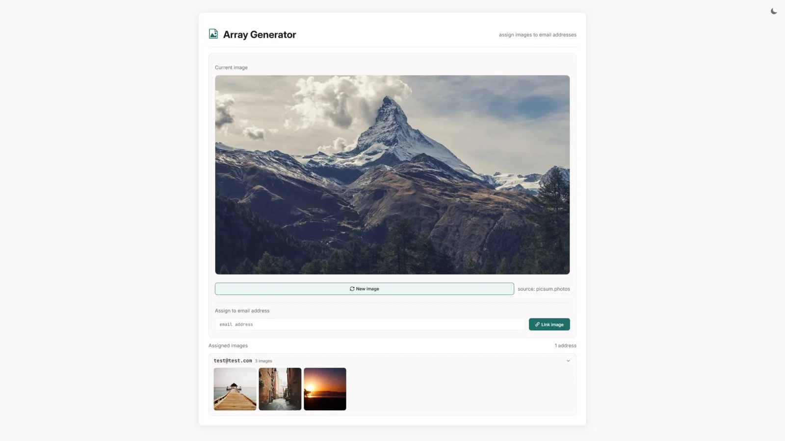Screenshot of JavaScript Array Generator